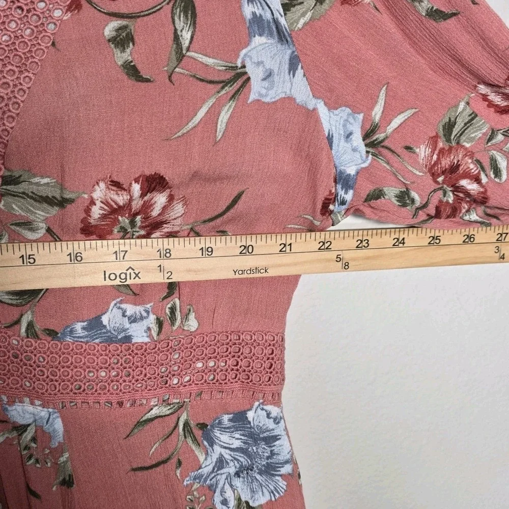 Torrid Womens‎ 2X Dusty Coral Floral Gauze Crochet Babydoll Top Peasant Babydoll - Picture 5 of 8
